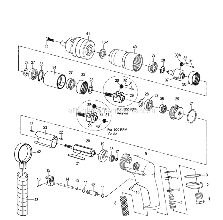 Chicago Pneumatic CP1117P05 Air Drill Power Tool Section 1 Diagram